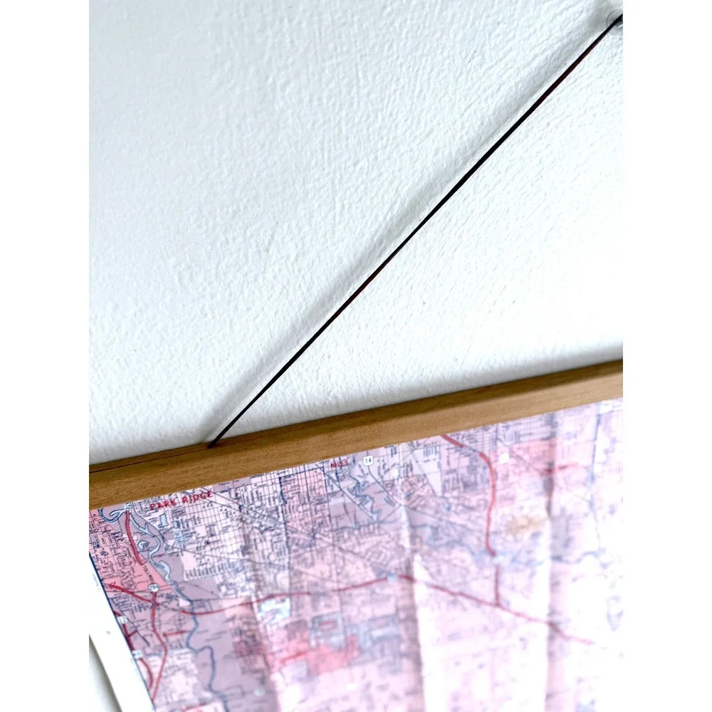 Vintage Greater Chicago Illinois Map, Large Wall Hanging Magnetic‎ Poster Frame